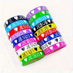 Bracelet en silicone personnalisé Jésus gravé et coloré, haute qualité, pas cher, avec logo sur mesure, vente en gros - Product Image 4