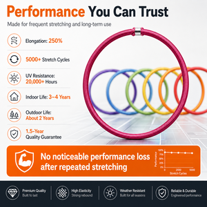 Cordon élastique tressé personnalisé pour trampoline, 8 mm de diamètre, 50 cm de longueur, 50 pièces/sac, élasticité élevée 240 % - Product Image 6