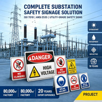 Plaques d'avertissement électriques pour extérieur, durée de vie de 10 ans |   Ensemble de signalétique pour postes de transformation résistant aux UV |   Panneaux de signalisation réfléchissants 3M Power Grid