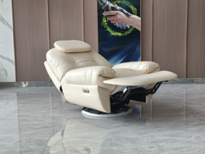 Modern PU Leather Recliner Chair with Swivel Base Cushion Back Padded Arms for Living Room - Product Image 5