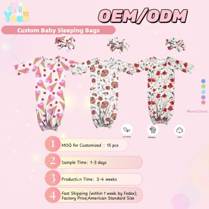 Sacos de dormir de manga larga para bebé Yiwu Yiyuan, ecológicos, transpirables, con estampado floral, cierre con cordones, spandex/poliéster - Product Image 1