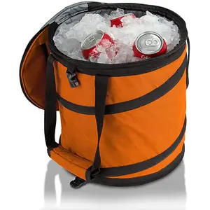 Pop-Up Kühltasche leicht, wasserdicht und isoliert zusammenbricht flach für Aufbewahrung runde Picknicktasche für Reisen