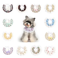 Serviette anti-salive pour animaux de compagnie, foulard en dentelle pour chat, bavoir de style princesse pour chien, accessoires nœud papillon et foulard en coton-polyester à motif floral