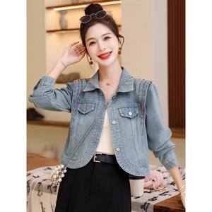 2025 Autumn Winter High-Grade Beaded <b>Denim</b> Jacket for <b>Women</b> European Trend with Heavy-Duty Cardigan Top and Button Decoration - Product Image 3