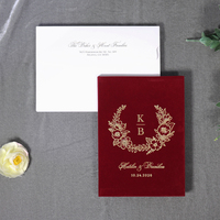 Amplop Undangan Pernikahan Sampul Keras Beludru Burgundy, Folder Folio Beludru Merah, Buku Undangan Pernikahan