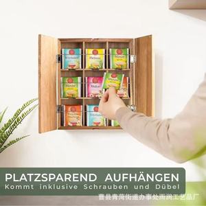 Armoire de rangement pour sachets de thé en bois, 3 étages, organisateur mural pour la cuisine - Product Image 2