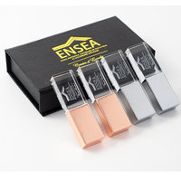 Clé USB en cristal avec logo gravé en 3D, 4 Go, 8 Go, 16 Go, USB 2.0, neuve avec boîte
