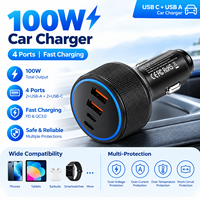Chargeur de voiture super rapide 160W en gros d'usine, chargeur 4 ports PD/QC/PPS pour allume-cigare, compatible iPhone 17/16/15 et Samsung Galaxy