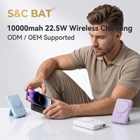 Chargeur ultra-rapide 22,5 W, batterie externe 10000 mAh, écran LED, charge sans fil, béquille intégrée pour smartphones, iPad - Portable, OEM