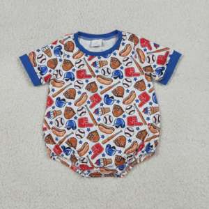 RTS Boutique 4th of July Baseball Print <b>Kids</b> Boy T-shirt Shorts 2-Piece Clothes Outfits USA Baby <b>Bubble</b> Romper Brother Clothes - Product Image 2
