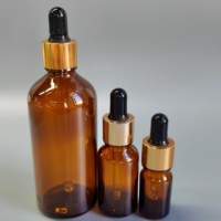 Ensemble de flacons compte-gouttes en verre brun de 5/15/100 ml avec bouchon compte-gouttes en aluminium électroplaqué, flacon en verre vide pour l'emballage d'huile capillaire