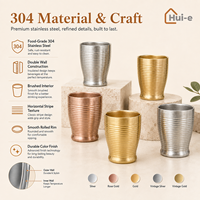 Vaso Reutilizable de Acero Inoxidable 304 de Doble Pared, Estilo Coreano con Rayas Horizontales, para Cerveza, Café o Agua, Personalizable, Venta al Por Mayor