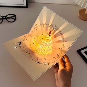 3D Greeting Card Music & Light Diamond Embellished Birthday <b>Gift</b> High-End Feel With Paper <b>Envelopes</b> - Product Image 2