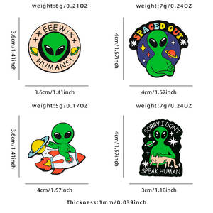 面白くて可愛いエイリアンをテーマにした亜鉛合金エナメルピン - 衣類/バッグの装飾や宇宙ファンのコレクションに最適なデザインのエイリアンバッジ - Product Image 2