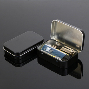 Silver metal rectangular box empty hinged tin box custom metal gift card tins
