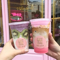16 Vasos Desechables Transparentes de PET de 24 oz con Tapas, Personalizados con Impresión, para Smoothies, Vasos de Plástico para Batidos