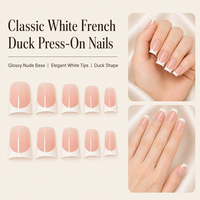 Y215 Kaixin Factory Faux ongles à presser forme bec de canard haute brillance, style French, rose nude et blanc, pour usage intérieur, Fournisseurs