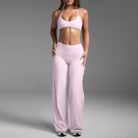 Ensemble de sport personnalisé avec logo pour femme : soutien-gorge de sport et leggings évasés pour le yoga, le fitness et la gym 2026