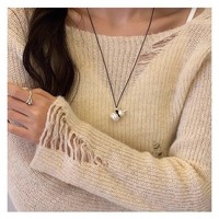Collier pendentif gourde en argent sterling 925 pour femme, style chinois de luxe, chaîne de pull en cordon noir