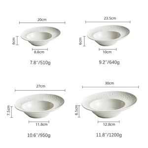 Assiette à dîner en céramique blanche irrégulière pâtes spaghetti soupe salade de fruits dessert sucré service spectacle assiette froide restaurant vaisselle - Product Image 2