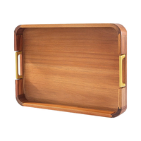 Plateau de service classique en bois d'acacia laqué 17x12 pouces pour cuisine, fêtes, bar, table basse, ottoman, rangement décoratif