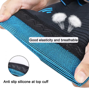 Haute qualité personnalisé tricoté Compression <span class=keywords><strong>basket</strong></span>-ball sport genouillère soutien haltérophilie genou manches avec sangle pour femmes hommes - Product Image 5