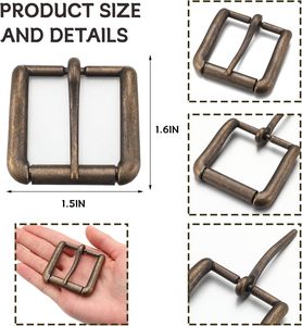 Boucles de ceinture pour hommes et femmes, en laiton antique massif, boucle à rouleau en métal, boucle de remplacement carrée classique antique pour ceintures - Product Image 2