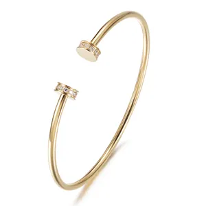 Verstelbare Gouden Glanzende Knop Dunne Manchet Armband