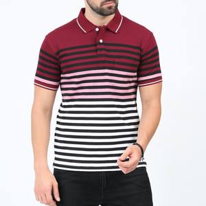 Logotipo personalizado de alta calidad de manga corta Camiseta 100% algodón a rayas para hombre cuello redondo Regular Fit camiseta Unisex - Product Image 1