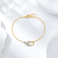 Bracelet ajustable bicolore en argent sterling plaqué or rhodié 18 carats sans nickel Silver City, tendance pour femme/unisexe, idéal pour les soirées