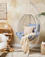 Fauteuil moderne en métal pour intérieur et extérieur avec design œuf à bascule blanc et coussin imperméable pour balançoires de patio et jardin extérieur