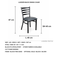 Chaise de salle à manger élégante avec cadre en métal, siège rembourré en cuir PU noir, design personnalisé de luxe, chaise de restaurant