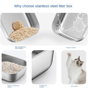 Confortável Easy Clean Anti-Tracking XXL <span class=keywords><strong>Litter</strong></span> <span class=keywords><strong>Box</strong></span> para Gatos Bandeja De Panela De <span class=keywords><strong>Litter</strong></span> De Aço Inoxidável Semi-Fechado Caixa De Lixo - Product Image 3