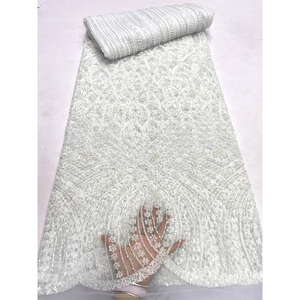 Nuovo Tessuto in Pizzo con Perline CHOCOO, 5 Iarde, Pizzo <span class=keywords><strong>da</strong></span> <span class=keywords><strong>Sposa</strong></span> all'Ingrosso, Perline e Paillettes, Ricami in Pizzo per Abbigliamento Femminile - Product Image 5