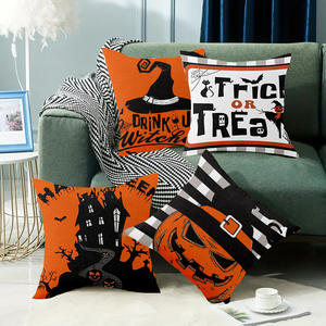 Fundas De Almohada personalizadas de feliz Halloween 18x18 funda de almohada de bruja murciélago calabaza decoración del hogar - Product Image 3