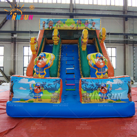 WINSUN Toboggan gonflable sec personnalisé, thème bateau pirate jungle, pour usage aquatique, 18 pieds 20 pieds, toboggan aquatique, château gonflable, toboggan de saut