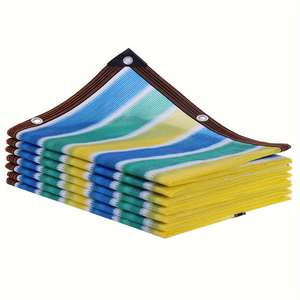 1 pièce Filet pare-soleil rayé coloré respirant haute densité - Tissu d'ombrage extérieur en plastique durable pour patio, pique-nique - Product Image 5