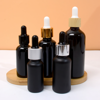 Bouteille compte-gouttes en verre dépoli noir mat de 30 ml (1 oz) anti-UV, à épaule ronde, étanche et scellée, vide, vente en gros