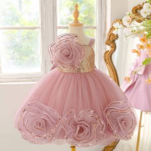 Robe de princesse 3D pour enfants, robe de demoiselle d'honneur pour filles, robe de soirée pour bébé, tenue de fête pour le premier anniversaire, vêtements de spectacle pour tout-petits - Product Image 1