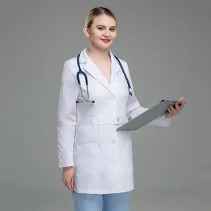 Best Selling Lab Coat Length Doctor's Lab Coat China Supplier Pharmaceutical Workwear Doctor Uniform White Lab Coat