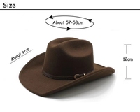 Sombrero de Vaquero Unisex Retro de Fieltro Estilo Western, Fedora de Diseñador de Alta Calidad, Personalizado al por Mayor para Fiestas, Viajes, Deportes y Pesca