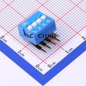 DA-04BLP DIP Switch Through hole Component (THT) Switch Flat Toggle, Raised Type Single Pole Single Throw 4 PC Pin - Product Image 1