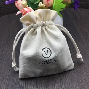 Cotton Packaging High Quality Drawstring Cotton Linen Pouch For Christmas Gift Packaging Custom Logo Printing Cotton Linen Pouch Bag