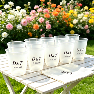 Bicchieri di Plastica Usa e Getta con <span class=keywords><strong>Nome</strong></span> o Logo Personalizzato per Eventi e Matrimoni, Bicchieri di Plastica Opachi - Product Image 4