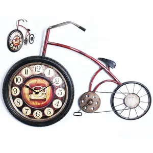 Popular Design Metal Crafts Bicycle Shaped Modern 3d Clock Hanging Wall Home Decoration Living Room