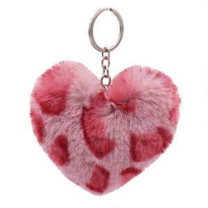 Portachiavi a Forma di Cuore in Morbido Peluche Peloso Finto Coniglio Pom Pom Vendita all'Ingrosso - Product Image 6
