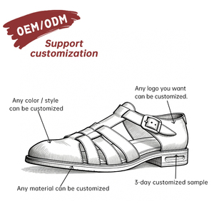 Sandalias de Verano Personalizadas OEM para Hombre, de Piel Vacuna, Estilo Oxford, Cómodas, Transpirables, Antideslizantes, Resistentes a Impactos, Impermeables, con Correa de Hebilla, Suaves - Product Image 5