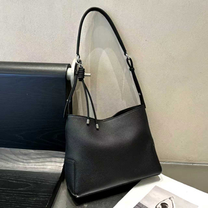 Bolso de Hombro de Cuero Granulado de Lujo para Mujer, Bolso Minimalista Tipo Hobo, Bolso de Mano de Cuero Genuino de Alta Calidad - Product Image 1