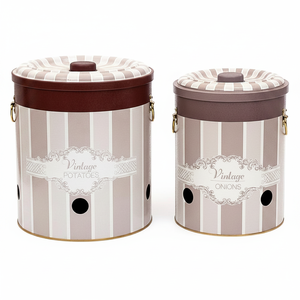 ชุดถังเก็บมันฝรั่ง & หัวหอมโลหะขนาด225x240มม. (2ชิ้น) ดีไซน์สวยหรู - Product Image 2