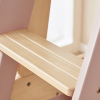 Only B2B Boori Muebles para niños Litera moderna de madera maciza para niños en color rosa para 3 niños Teenargers
